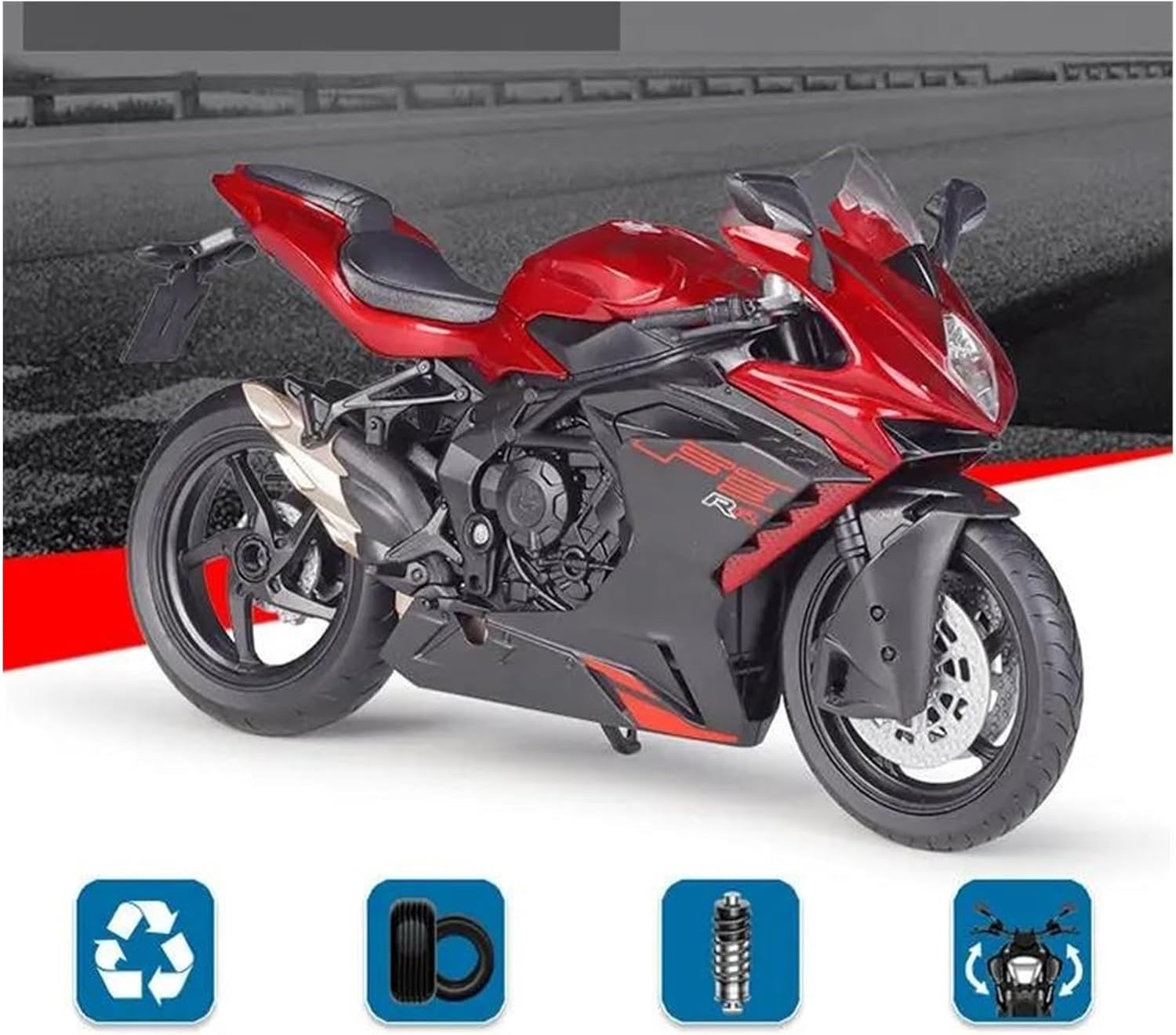 Mini Simulation Motorcycle Toys 1:12 for MV Agusta Superveloce2022 Argo Alloy Racing Motorcycle Model Simulation Children's Toys Gifts Adult for Boys(Red)