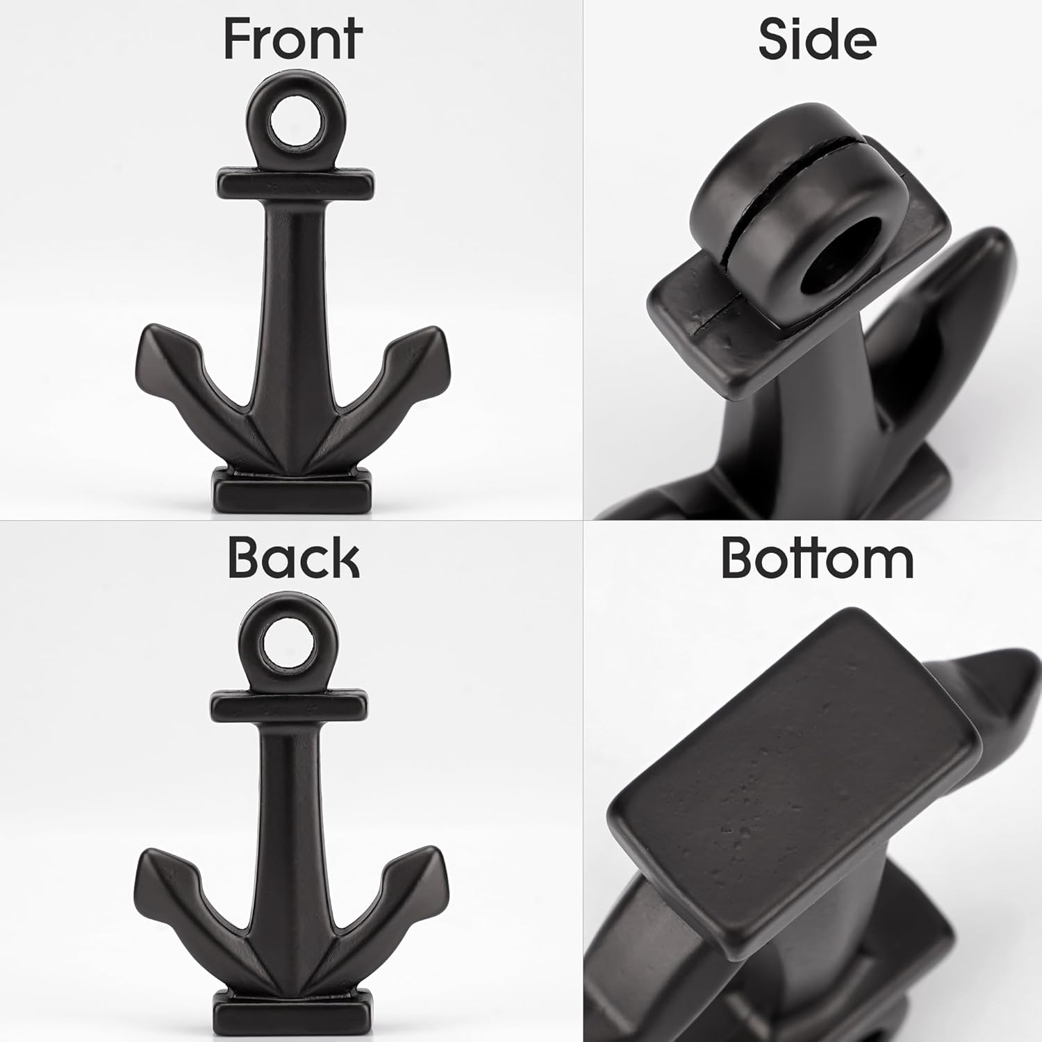 Nautical Anchor Place Card Holders, Set of 12, Metal Table Number Name Card Stands for Beach Wedding, Coastal Party, Reception, Dinner Table Decor, (Matte Black)