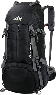 Esup 50L Camping Hiking Backpack Men with rain cover 45l+5l Lightweight Backpacking Backpack Travel Backpack (Black)