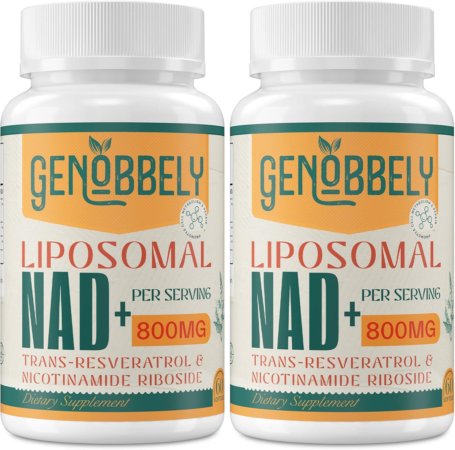 800 mg Liposomal NAD+ Supplement with Nicotinamide Riboside 200 mg, Trans-Resveratrol 100 mg - True NAD Supplement for DNA Repair, Healthy Aging, Brain Function - 120-Day Supply.