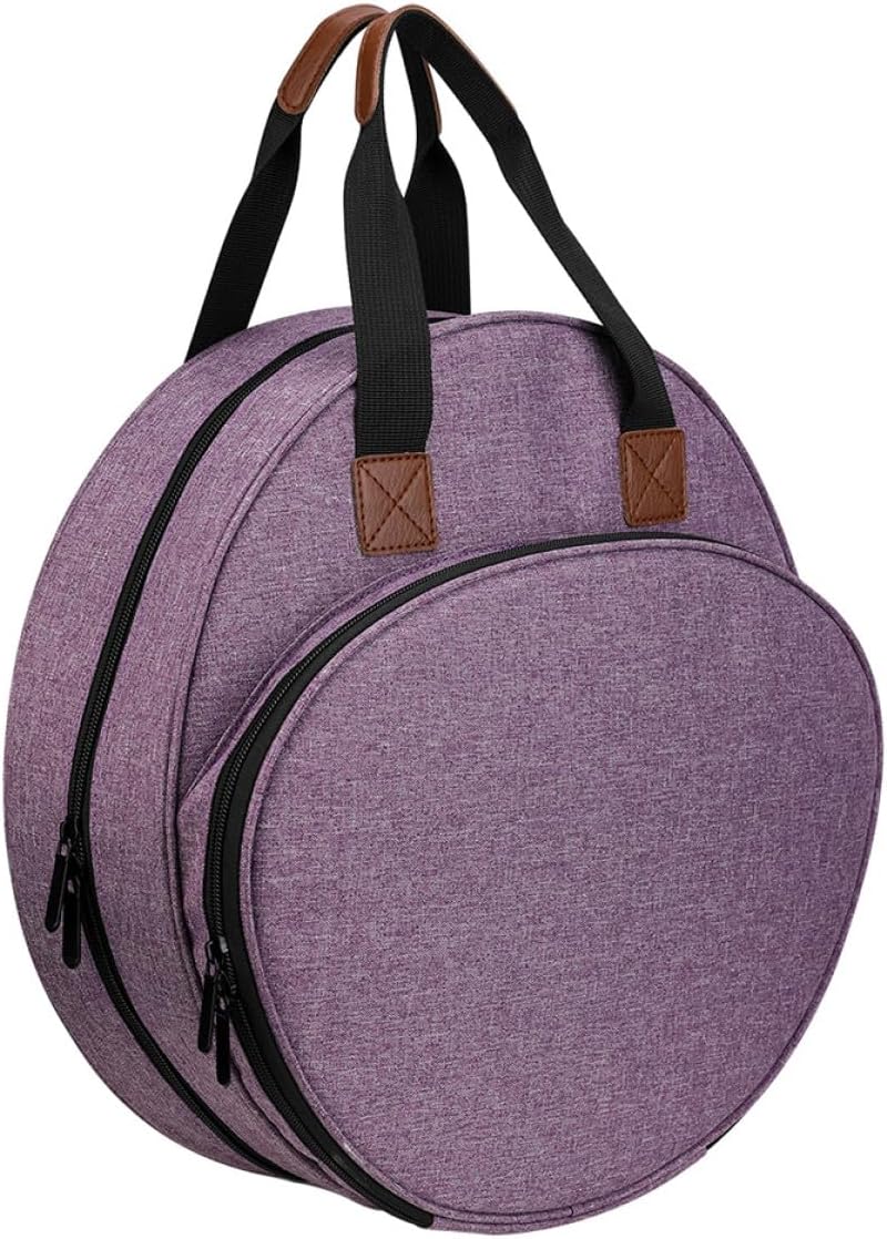 SUPVOX Embroidery Project Tote Bag with Large Capacity, Portable Embroidery Kit Storage Pouch in Purple, Handheld Carrying Case for Cross Stitch and Sewing Crafts