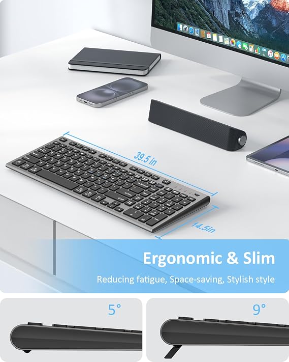 FENIFOX Rechargeable Multi Device Wireless Keyboard + 3-Pack Replacement Skin Combo