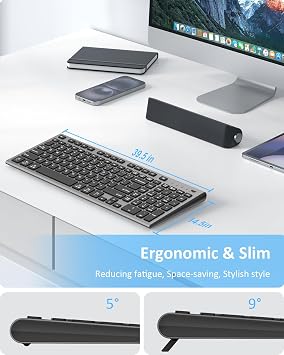 FENIFOX Rechargeable Multi Device Wireless Keyboard + 3-Pack Replacement Skin Combo
