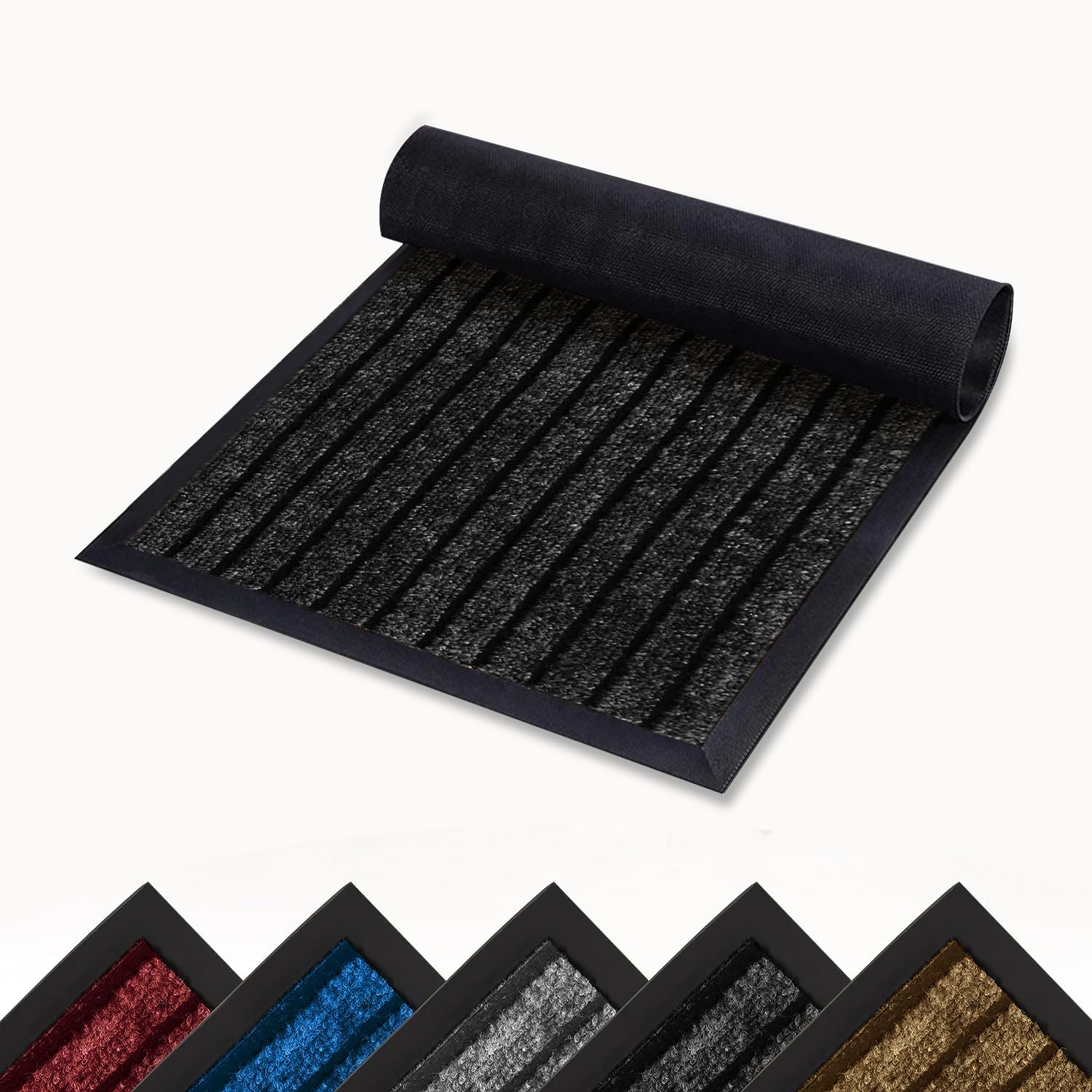 Imperial Rooms Black Door Mat Non Slip – Rubber mat 40x60cm Machine Washable Door Matts indoor Dirt Trapper Super Absorbent Door Mats Outdoor