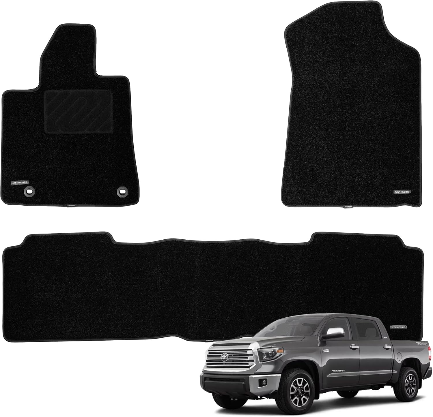 WENNEBIRD Superior Carpet Floor Mats for 2014-2021 Toyota Tundra CrewMax Cab, 0.6-Inch Ultra-Thick, Noise-Reducing, All-Weather Waterproof Anti-Slip – 3-Pc Set