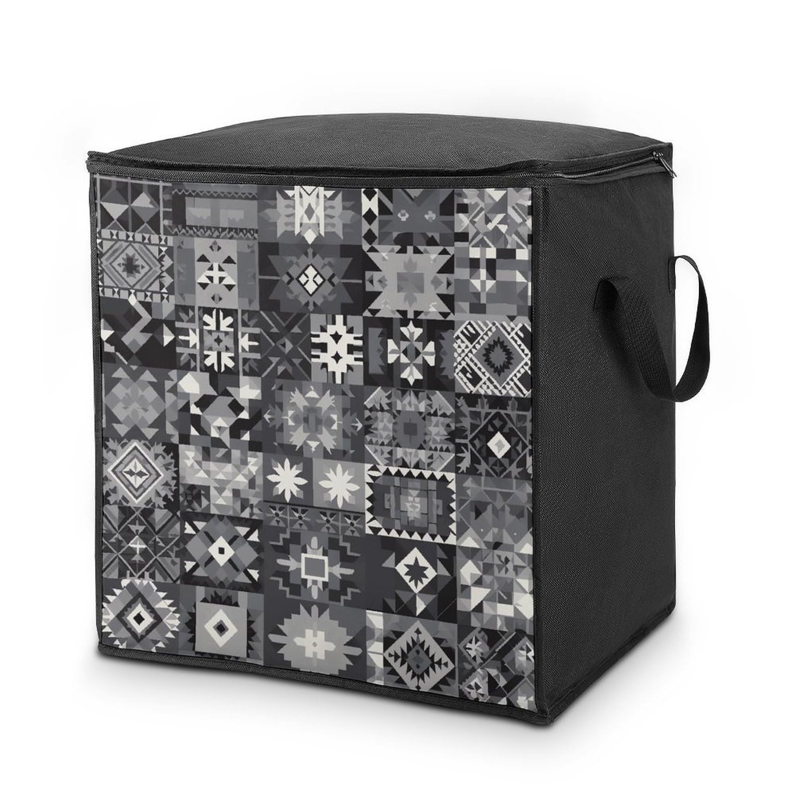 Fekiloot Style Gray Pattern Background Storage Bags With Reinforced Handles,Moving Bag With Zipper,Closet Organizers,Compression Packing Cubes