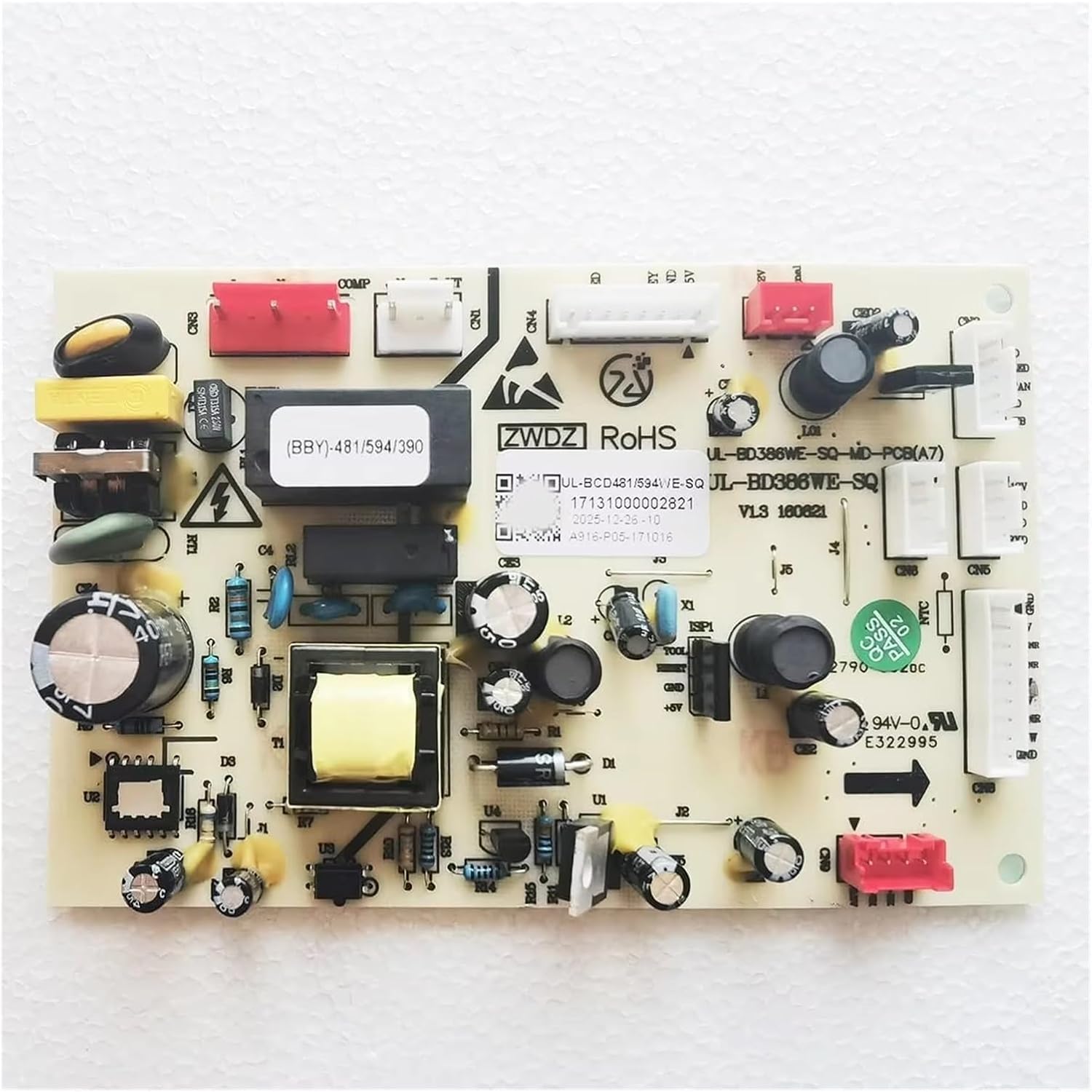 17131000002821 UL-BD386WE-SQ UL-BCD481 594WE-SQ 5V 12V Control Board UL-BD386WE-SQ-MD-PCB for Refrigerator ，Reliable Operation