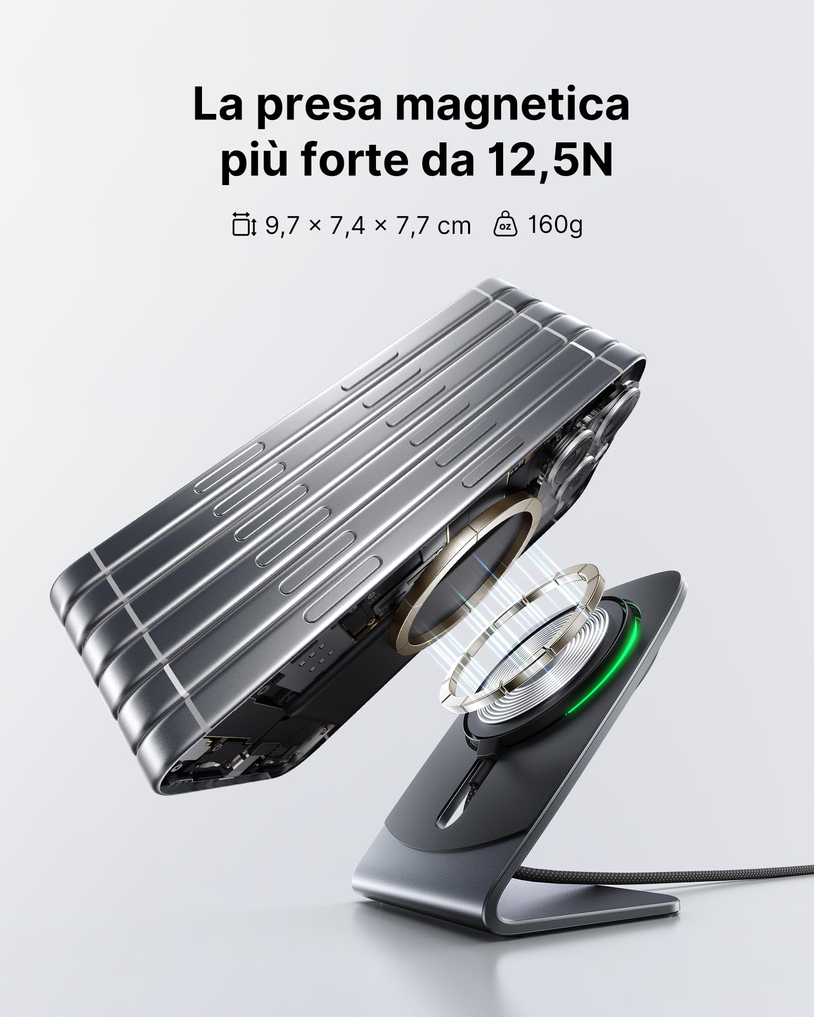 INIU Caricatore Wireless 2 in 1, 15W Certificato Qi2 Caricabatterie Magnetico, Stazione Ricarica Wireless Mag-Safe per iPhone 17 16 15 14 13 Pro Max Mini AirPods 4 3 2(con Adattatore USB C 20W)