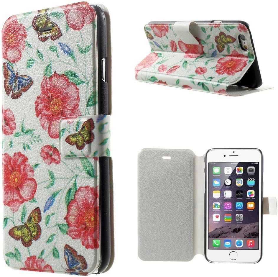 LD Case a000813 Pink Flower Print Flip Case for iPhone 6 Red