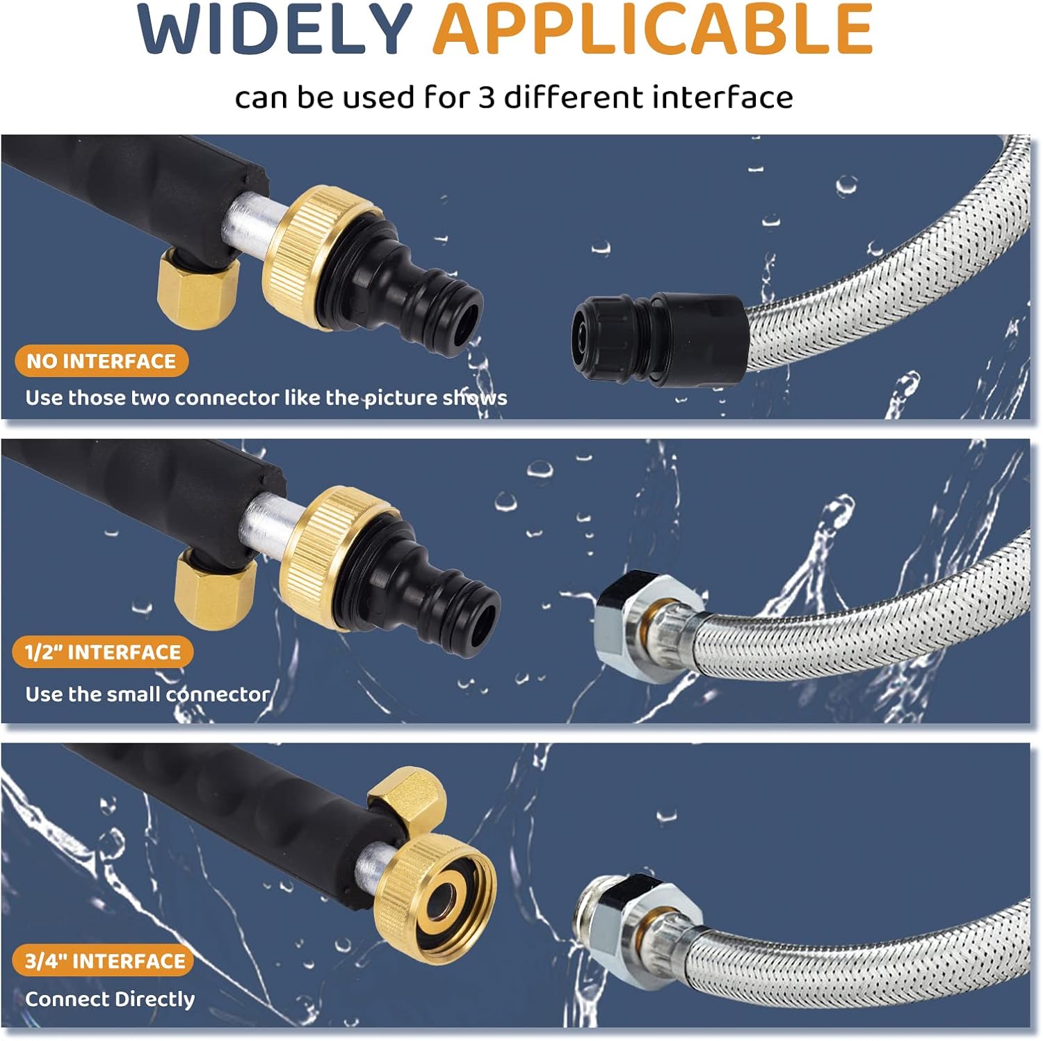 High Pressure Jet Nozzle Power Washer Wand for Garden Hose, Hydro Jet High Pressure Washer Tools with 3 Different Nozzles and Hose Quick Connectorsfor Patio Car Pet Window Glass Black