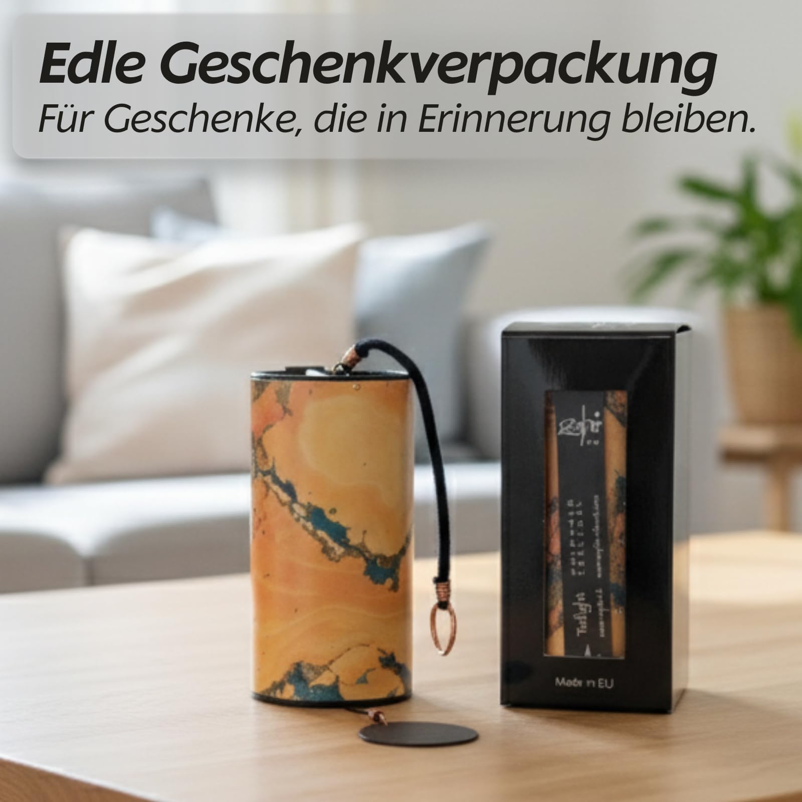 Zaphir Twilight Autunno | Scacciapensieri in confezione regalo in nero – Chimes come regalo per yoga, bambini e meditazione in giallo