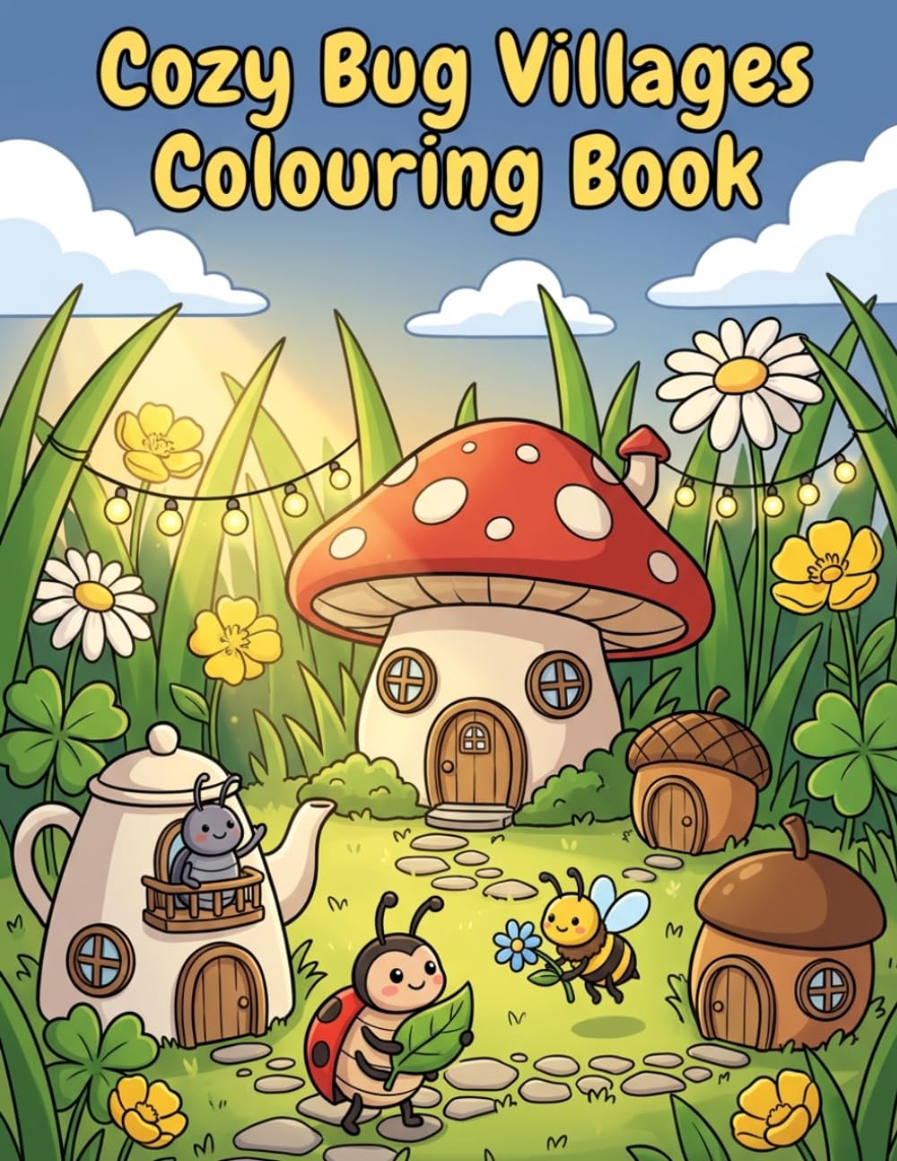 Cozy Bug Villages Colouring Book: Cute & Relaxing Garden Adventures for Kids