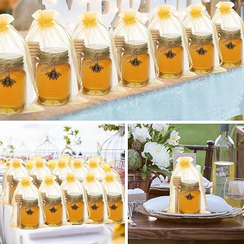 Miniatura 6 de Mini tarros de miel de vidrio, tarros de vidrio de 2 onzas con tapas, paquete de 48 tarros pequeños con cubos de madera, mini botellas transparentes