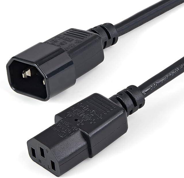 StarTech.com 1m (3ft) Power Extension Cord, C14 to C13, 10A 125V, 18AWG, Computer Power Cord Extension, IEC-320-C14 to IEC-320-C13 AC Power Cable Extension for Power Supply, UL Listed (PXT1001M)
