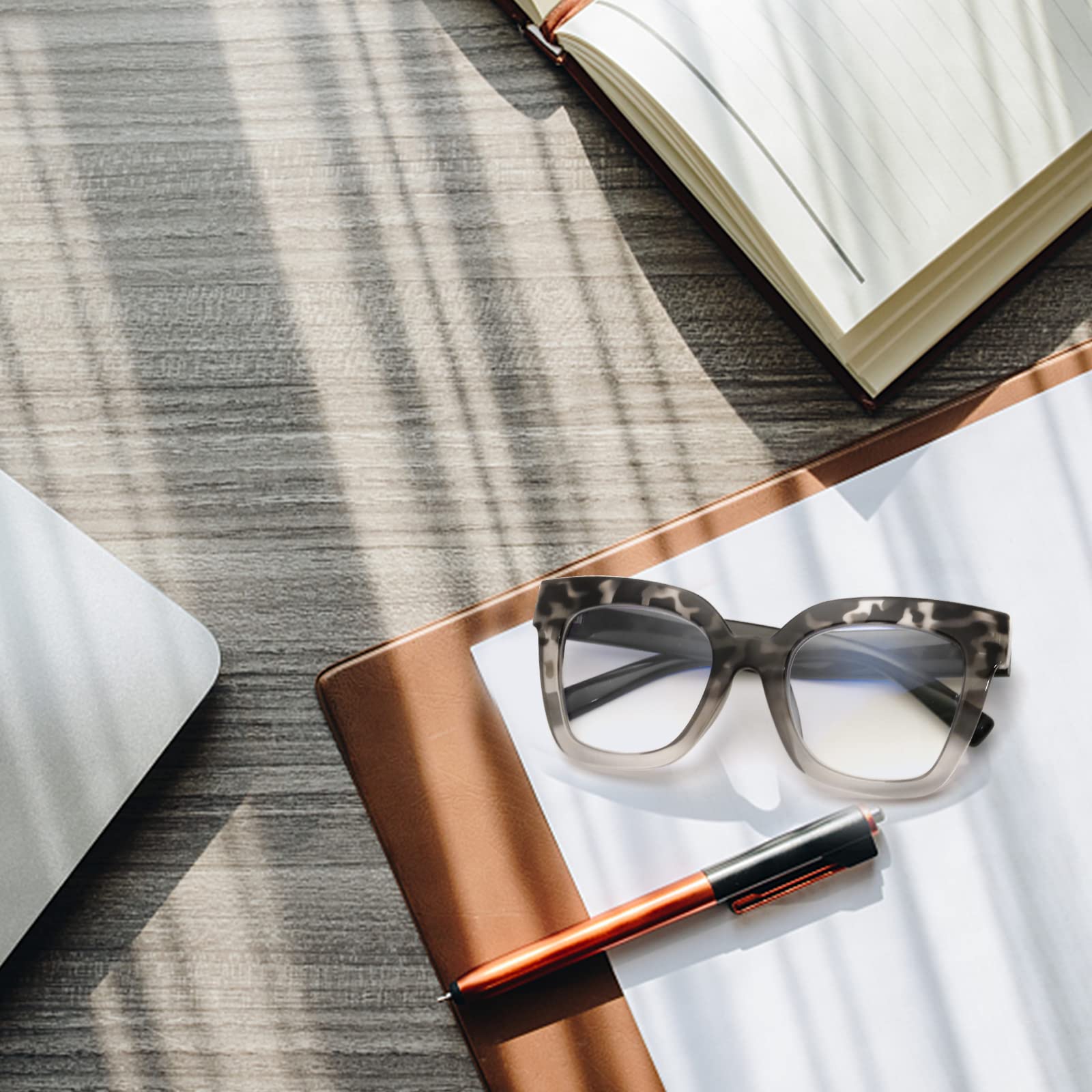 Gafas de lectura modernas con bloqueo de luz azul, lentes resistentes a los impactos, marco TR90 de gran tamaño