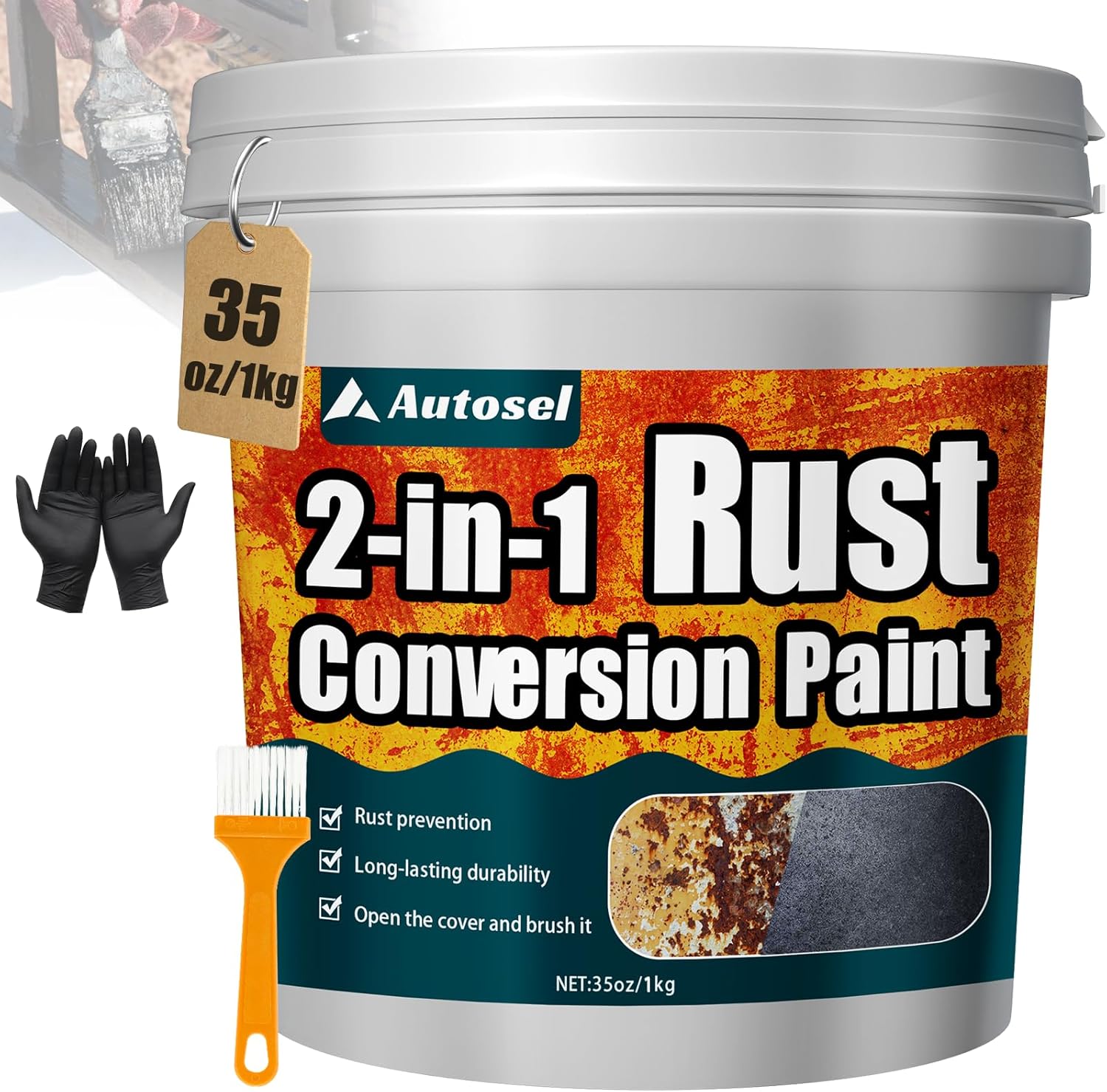 2-in-1 Rust Converter & Metal Primer, Black Paint for Metal, Rust Conversion Paint, Water-Based Rust Reformer, Heat & UV Resistant Anti Rust Coating for Automotive, Marine, Industrial Use (70.5 oz)