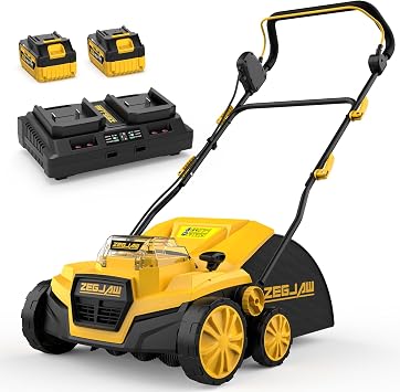 Cordless Artificial Turf Sweeper, 15 Artificial Turf Vacuum, 5-Position Depth Adjustment, 45L Removable Bag, Quick-Fold, 2 x 20V 4.0Ah Battery and Charger, for Artificial Grass, Keep Your Yard Tidy