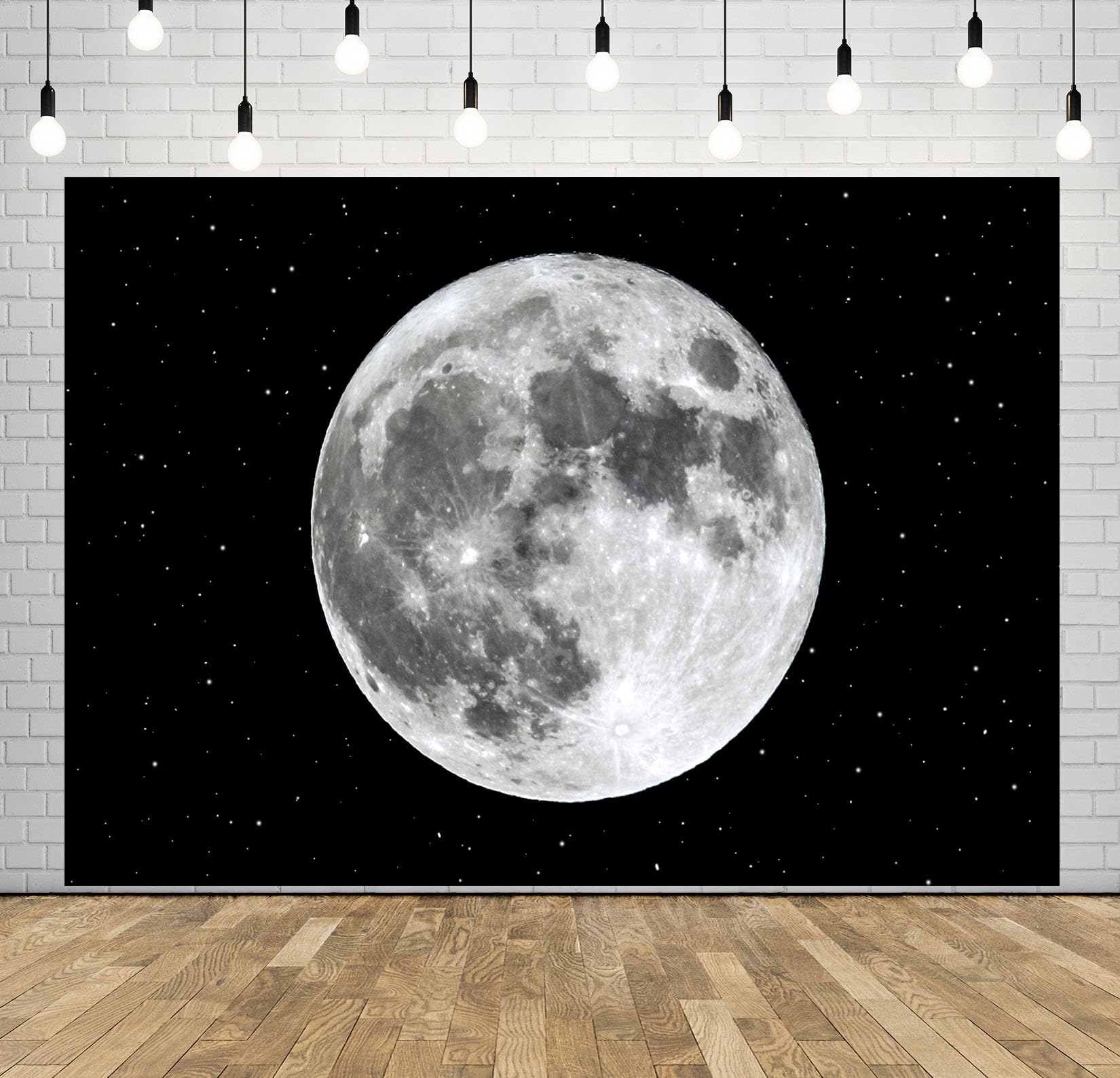 20x10FT (6x3m) Luna Piena In Cielo Stellato Sfondo Fotografico