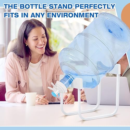 Miniatura 6 de 4 juegos de metal de 3 a 5 galones de soporte para jarra de agua y válvula dispensadora de agua, soporte antideslizante para botella de agua
