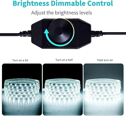 Miniatura 3 de JUNWEN Tira de luces LED blancas de 20 pies para exteriores, 12 V IP65, impermeable, tira de luces LED flexibles para patio, terraza, dormitorio,