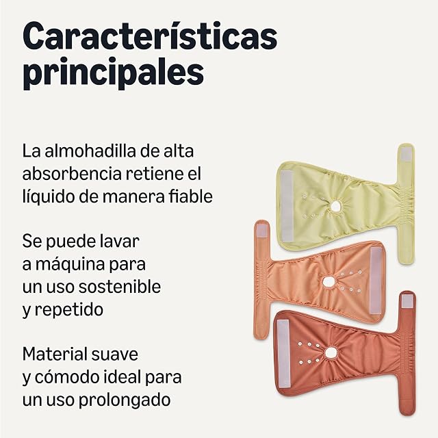 Foto 2 de 5 de Amazon Basics - Pañales lavables para perros hembra, talla M paquete de 3