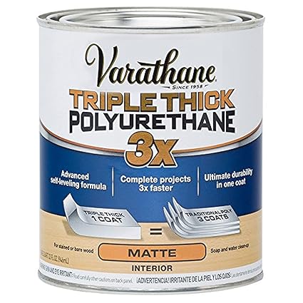 Rust-Oleum 304588 Varathane Triple Thick Polyurethane Wood Varnish Water Based (Matte Finish, 946ml)