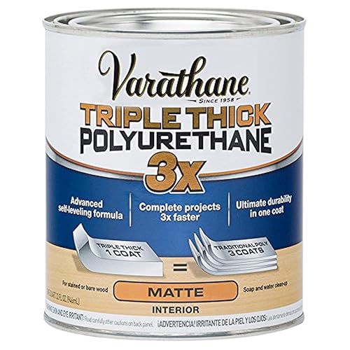 Varathane 304588 Triple Thick Polyurethane Wood Finish, Matte, Quart - Quart (Pack of 1) - Matte