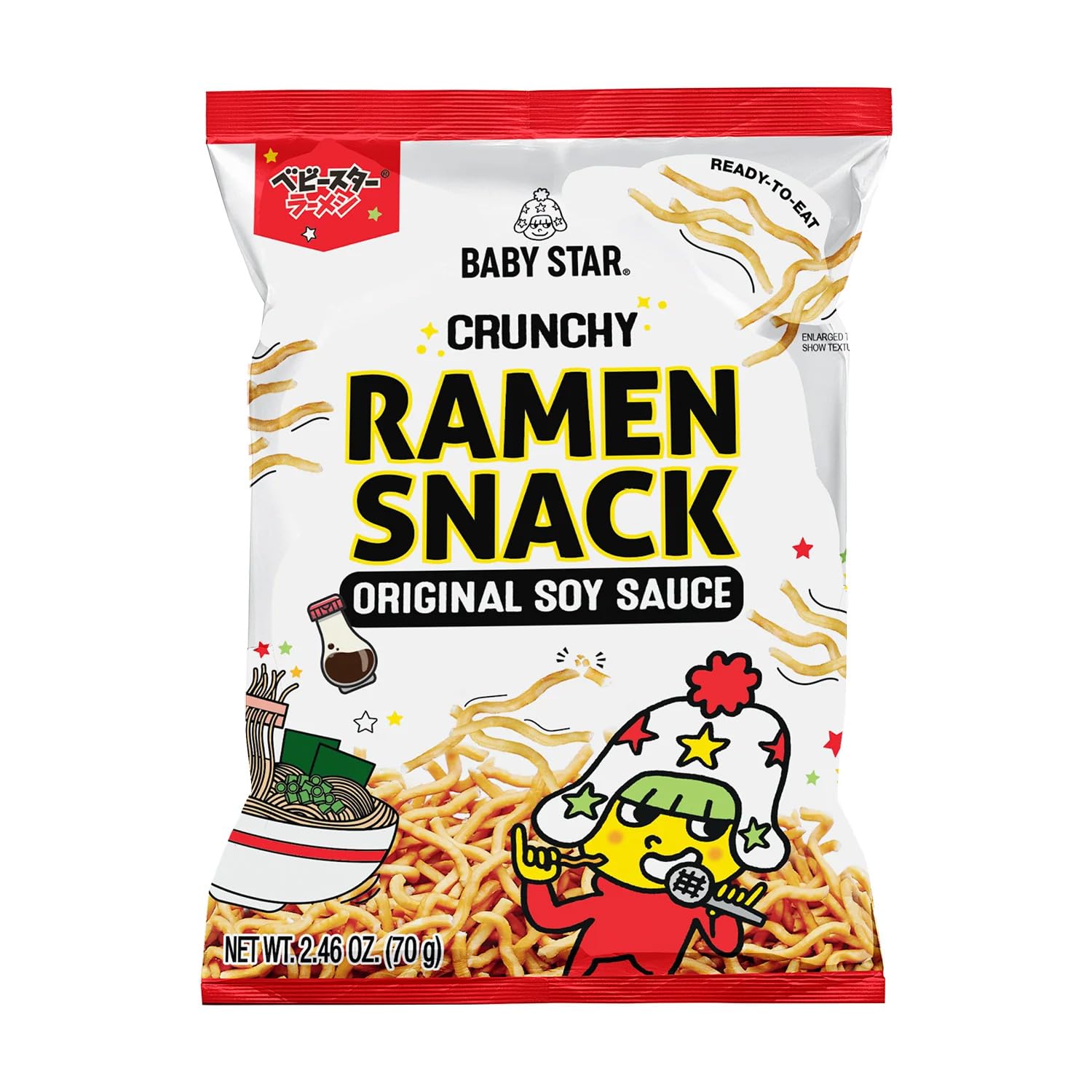 Baby Star Crunchy Ramen Snack Tiny Original Flavor, 2.46 oz, Japanese Crispy Noodle Treat, Classic Savory Taste, Asian Food for Kids and Adults