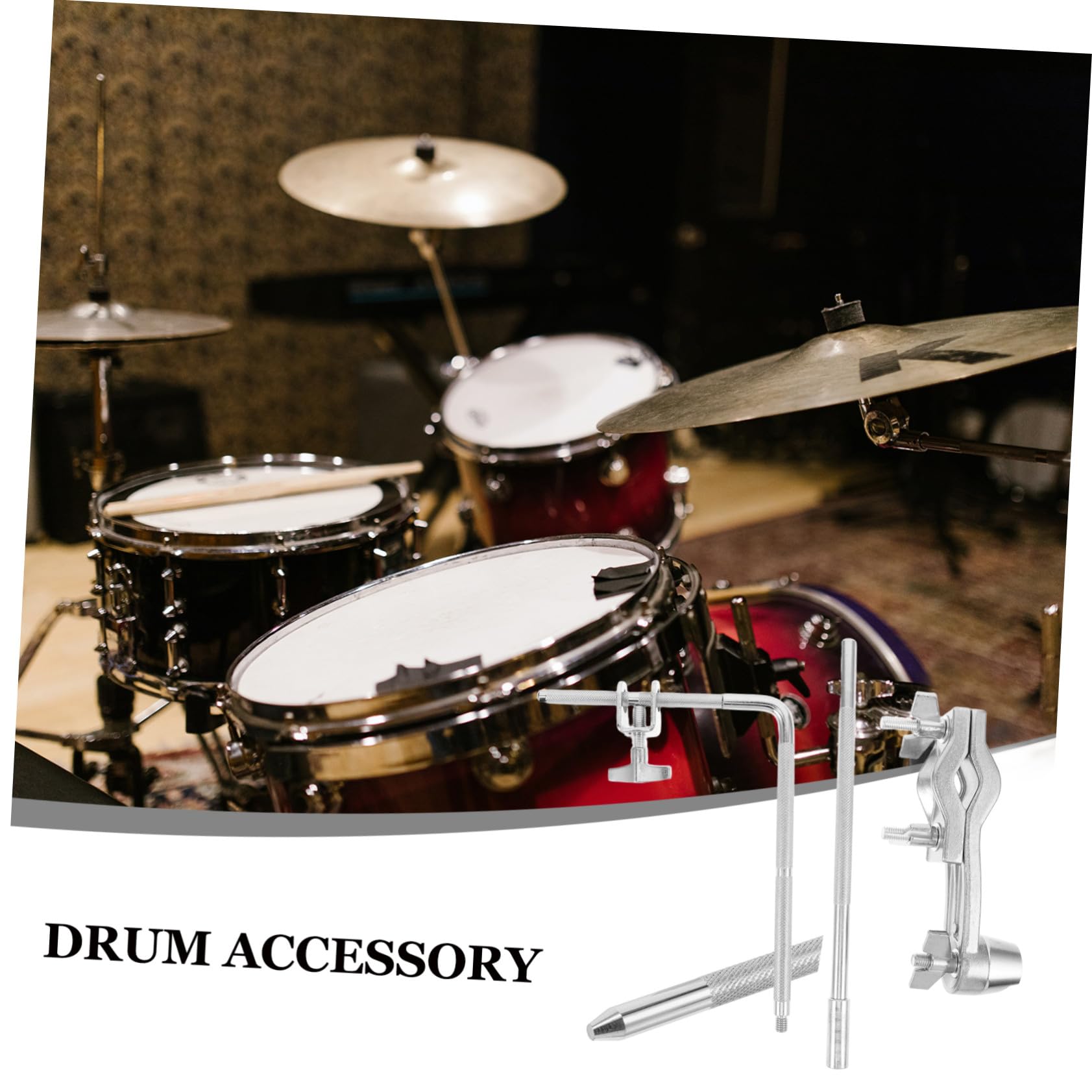 Mikinona Abrazadera para Montaje de Cencerro con Varilla en L y Bloqueo, Soporte Extensible para Rack de Batería, Accesorio de Herraje de Percusión para Escenario y Estudio