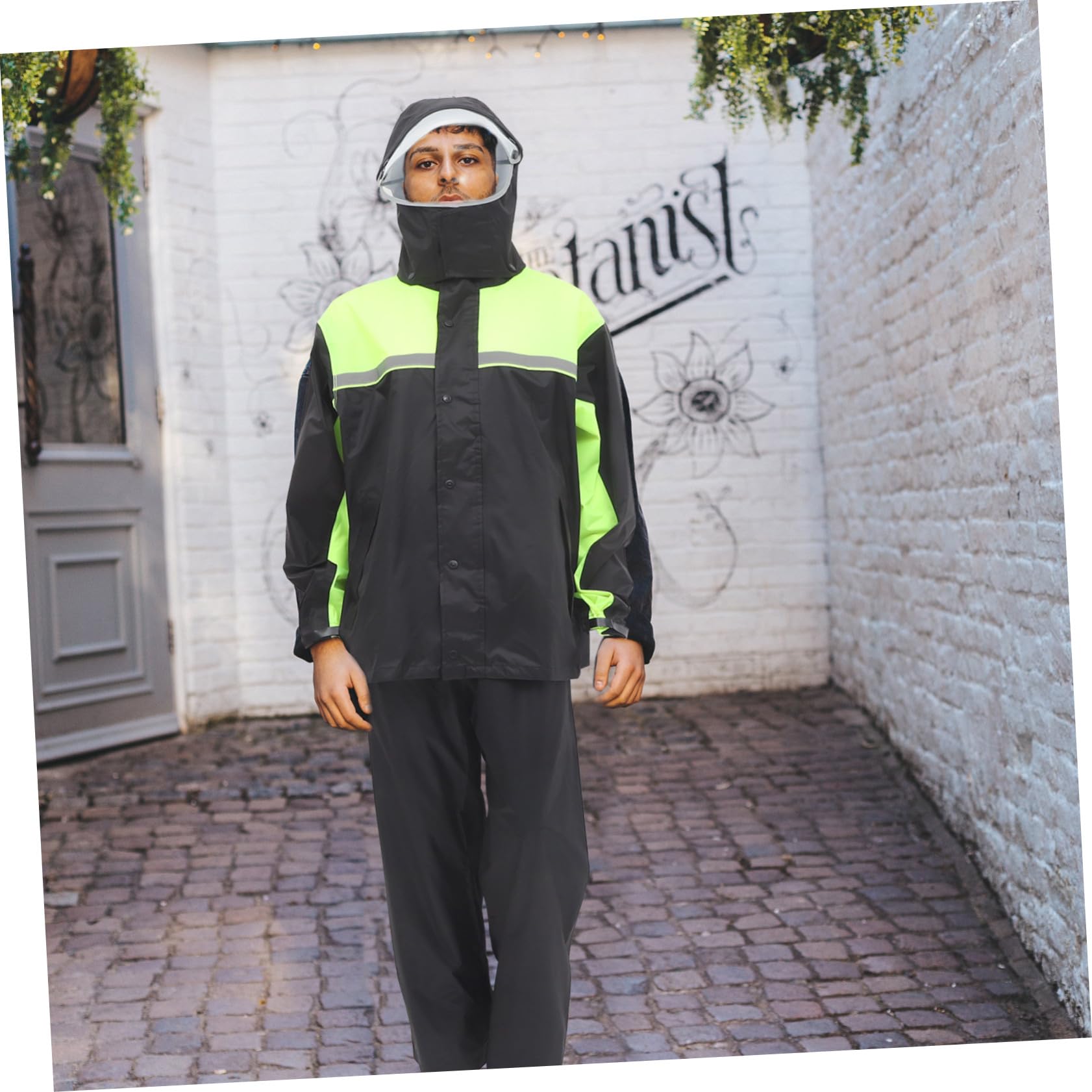 OSOLADY 1set Motorcycle Rain Gear for Men Rain Jacket Pants Windproof Protective Suit for Outdoor Riding Fishing Camping Comfortable Raincoat