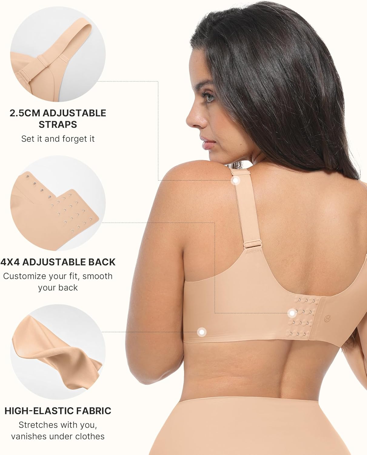 SHAPELLX Wireless Bra for Women Seamless Comfortable No Underwire Supportive Minimizer Bras - Image 5