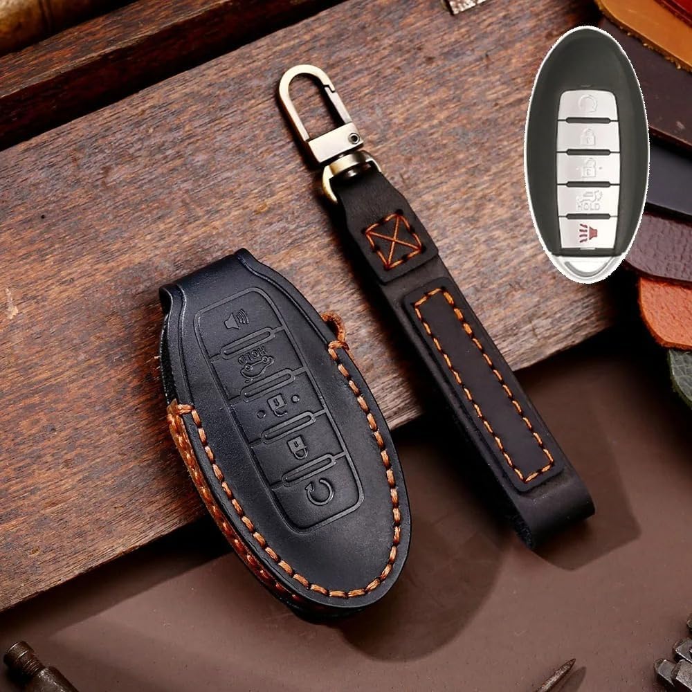 Car Smart Key Fob Shell Accessories Keyless Entry Remote Control Attachment，for Nissan Patrol Y62 Accessories 2021 5 (5 Button Black)