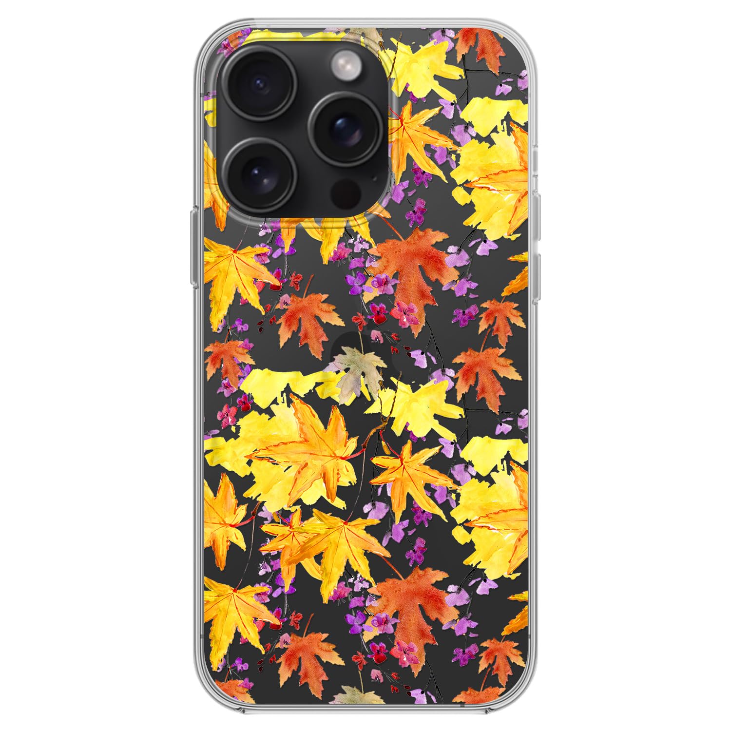Blingy's IPhone 14 Hülle – Herbst-Fuchs Design Mit Blättern, Transparent, Weiches TPU, 6,1 Zoll
