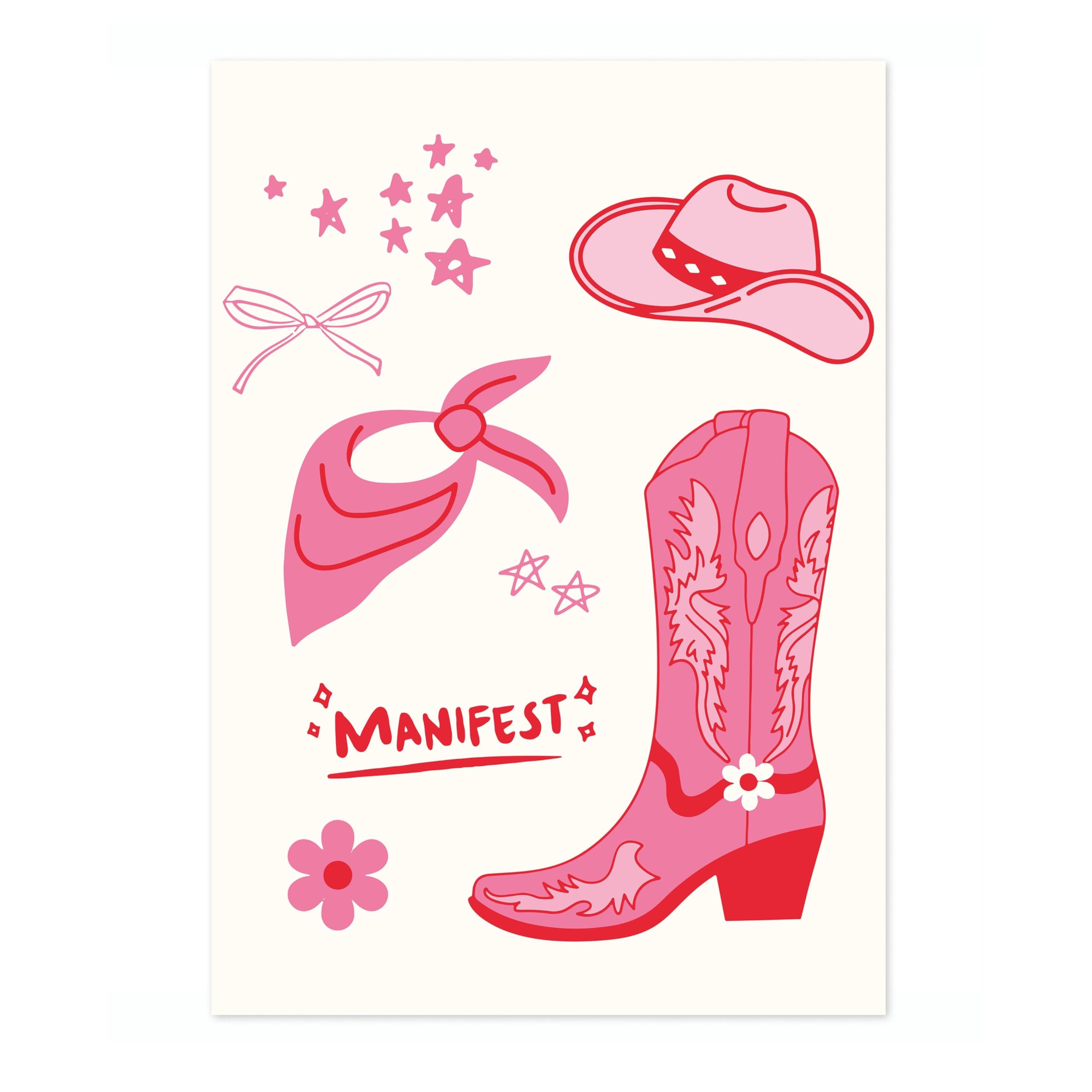 Manifest Hot Pink Preppy Aesthetic Girls Bedroom Wall Art Decor, Archival Matte, A2 (Print Only) - 59.4x42cm — image 1