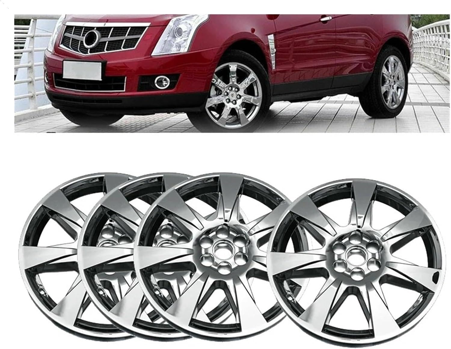4PCS 20" Hub Caps Compatible for Cadillac SRX 2010-2012 Wheel Cover Hub Caps Rim Cover Vehicle Car Exterior Tyre Tire Trim Accessories