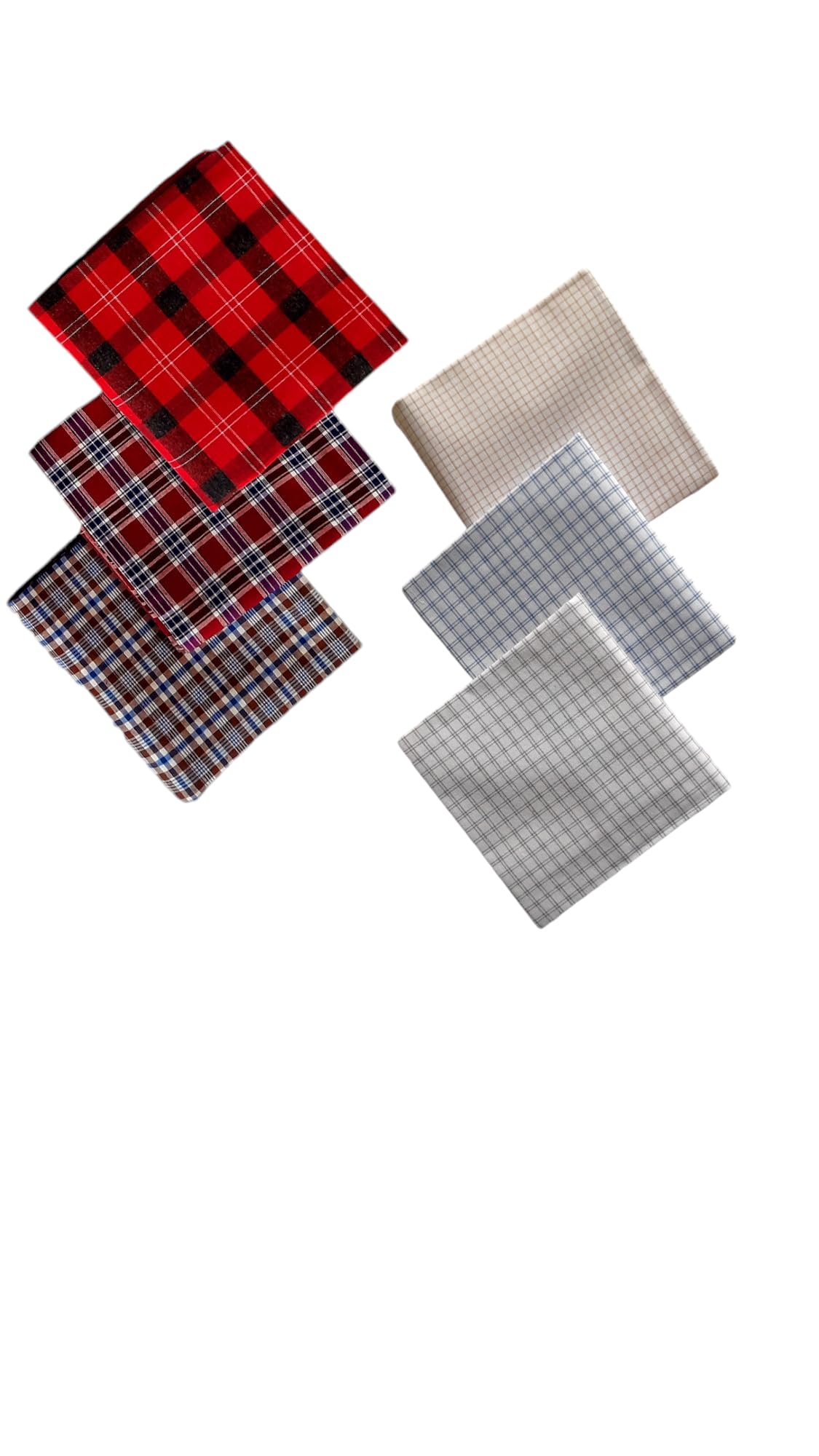 King size Pure Cotton 56 * 56 CM Long Men's Boys Checked Pattern Handkerchief Pack Of 6 Neck Head Cover Wrap and Warmer-image-45
