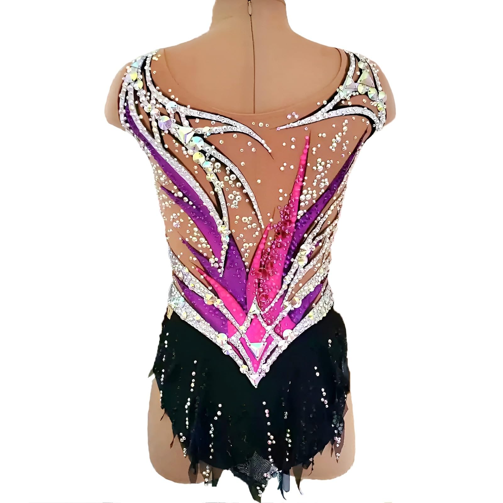 Maillot De Gimnasia Rítmica Sin Mangas for Niña Con Rombos, Uniforme De Competición De Alta Elasticidad for Mujer