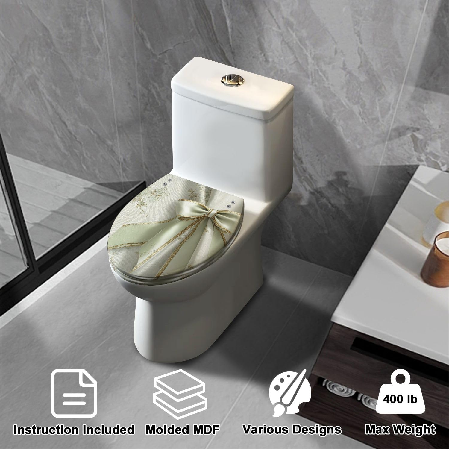 Asiento de inodoro alargado para baño