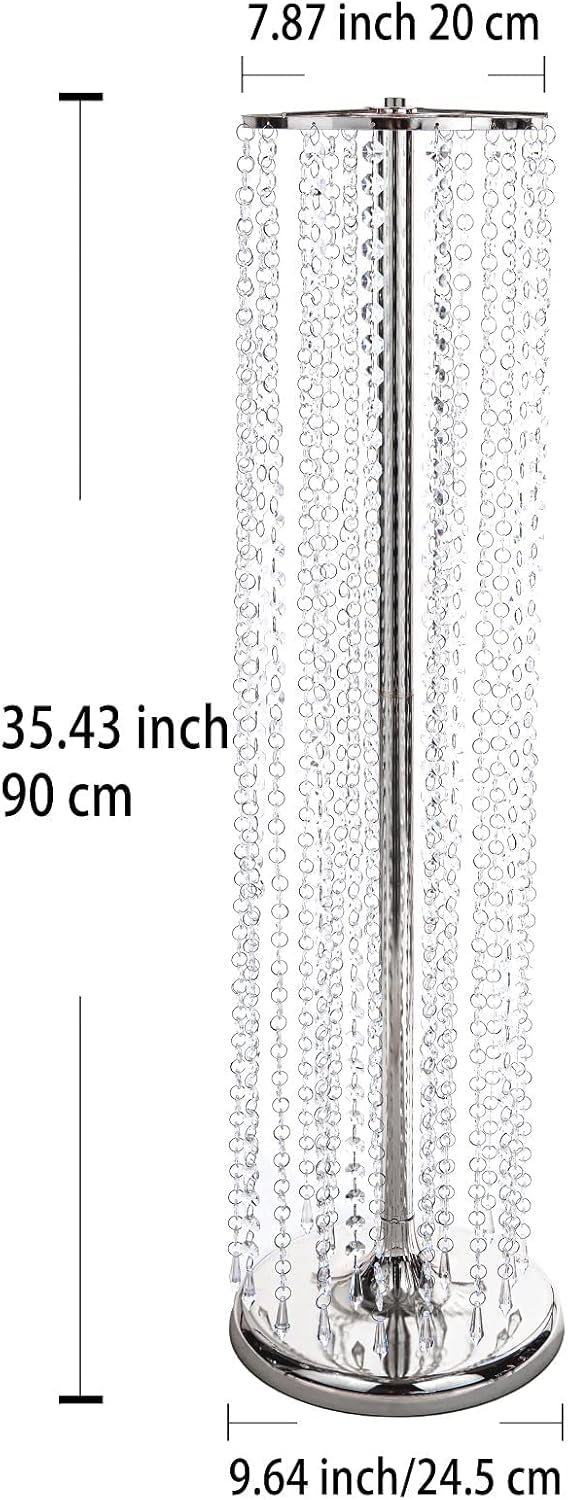 Set of 10 Metal Flower Stands for Centerpieces - 35.4inch Tall Wedding Centerpieces for Tables, Luxury Acrylic Crystal Flower Vases for Parties Wedding Birthday Christmas Home Decor（Silver,10pcs）