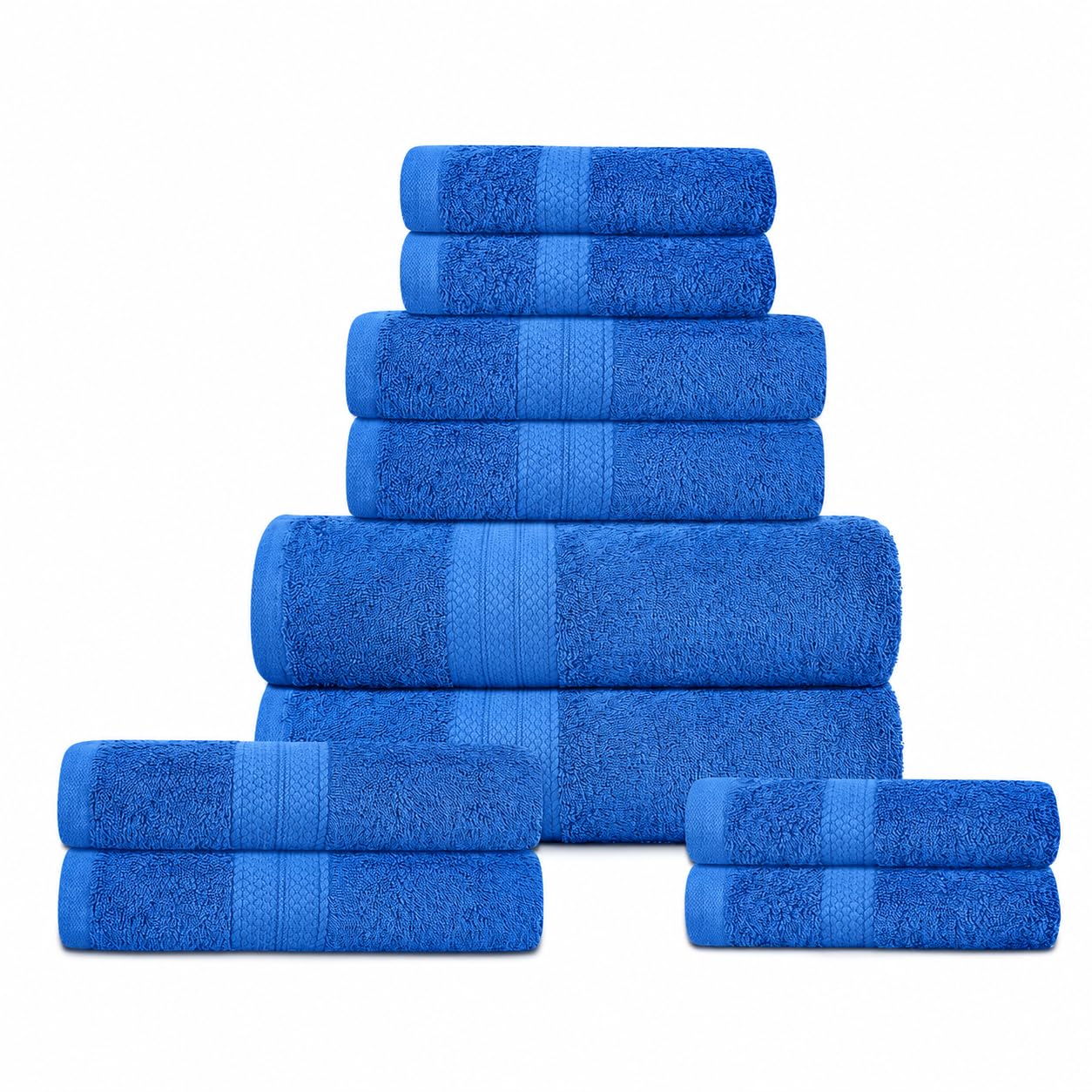 DreamNights 8 Piece Towel Bale Set, Quick Dry Highly Absorbent Towel Sets Bathroom 4x Face 2x Hand 2x Bath Towels - Gym Towel, Hand Towels, Sports Towel (Blue)