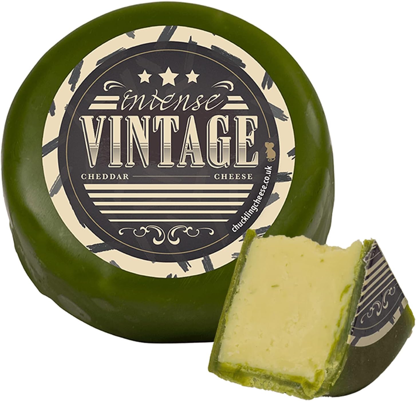 Vintage Cheese Truckle (200g). A Delicious 3 year aged Mature Cheddar Cheese Truckle. The Ultimate Edible Gifts, Perfect For Any Occasion. The Chuckling Cheese Company.
