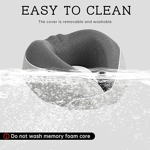 Miniatura 8 de Reidio Almohada de viaje de espuma viscoelástica para avión, diseño ergonómico, soporte para la cabeza, extraíble, lavable, súper suave, almohada