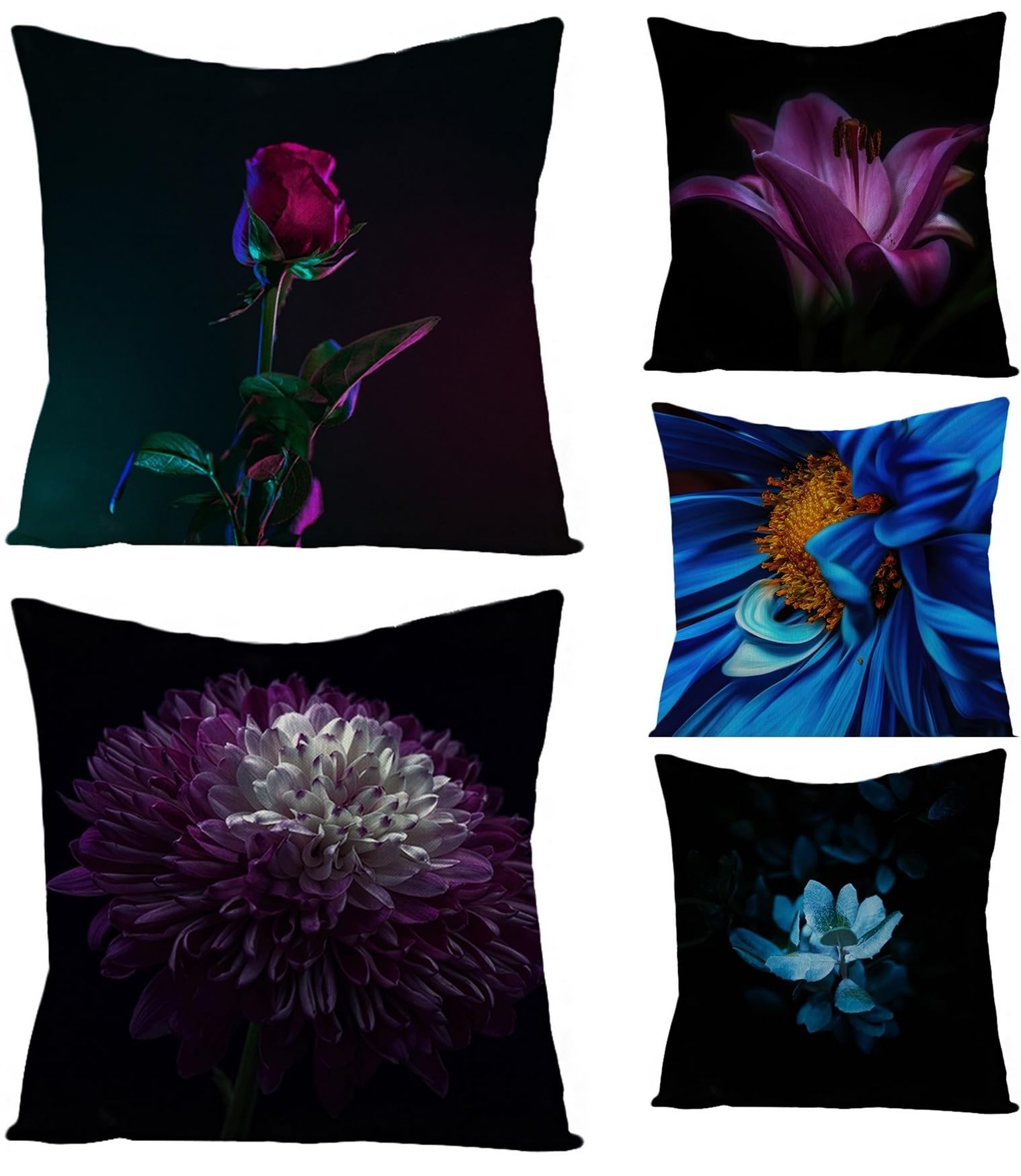 Housse de coussin imperméable fleurie CEVAN en lin pour salon de jardin extérieur