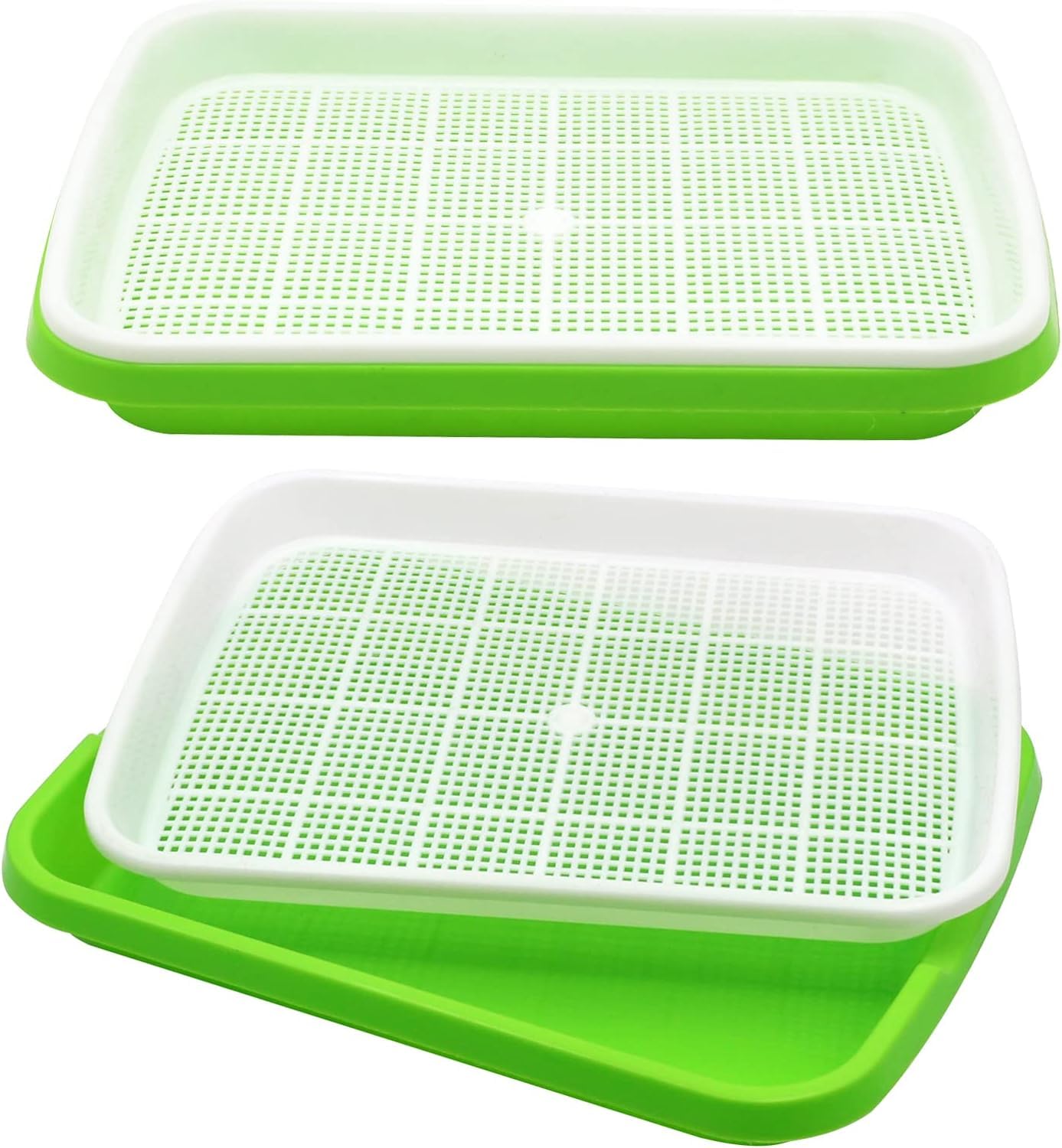 Anirdesh Seed Sprouter Tray with Drain Holes - BPA Free Seed Garden Plant Germination Propagation Trays, Soil-Free Wheatgrass Tray Sprouter Microgreens Growing Kit (Pack of 2PCs) (B0CQK673TB) Amazon Price History, Amazon Price Tracker