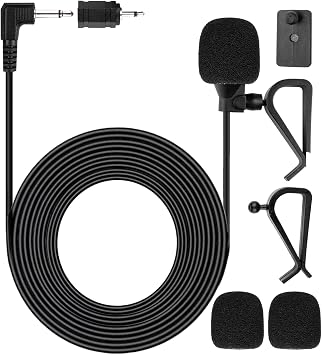Car Microphone 3.5mm, Car Stereo Radio Mic Replacement Compatible with Pioneer Kenwood Boss JVC Sony Jensen Alpine, Stereo Vehicle Head Unit Enabled Audio GPS DVD-Car External Mic,16ft
