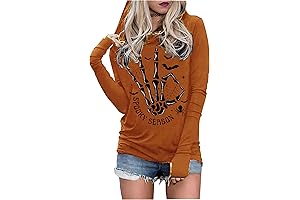 CHUNTIANRAN Women's Halloween Shirts -Skull Silhouette Graphic Hoodie