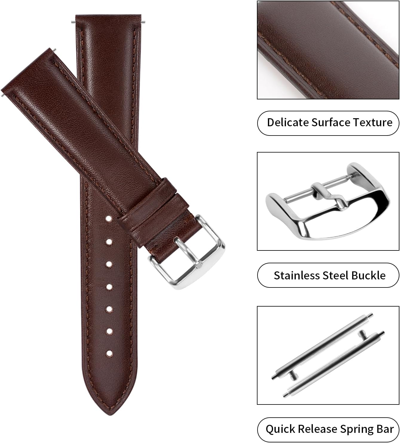 TStrap Leather Watch Bands for Moonswatch - Watch Strap Compatible with Omega x Swatch Moonwatch - 20mm Quick Release Watch Band Replacement for Moonswatch Speedmaster