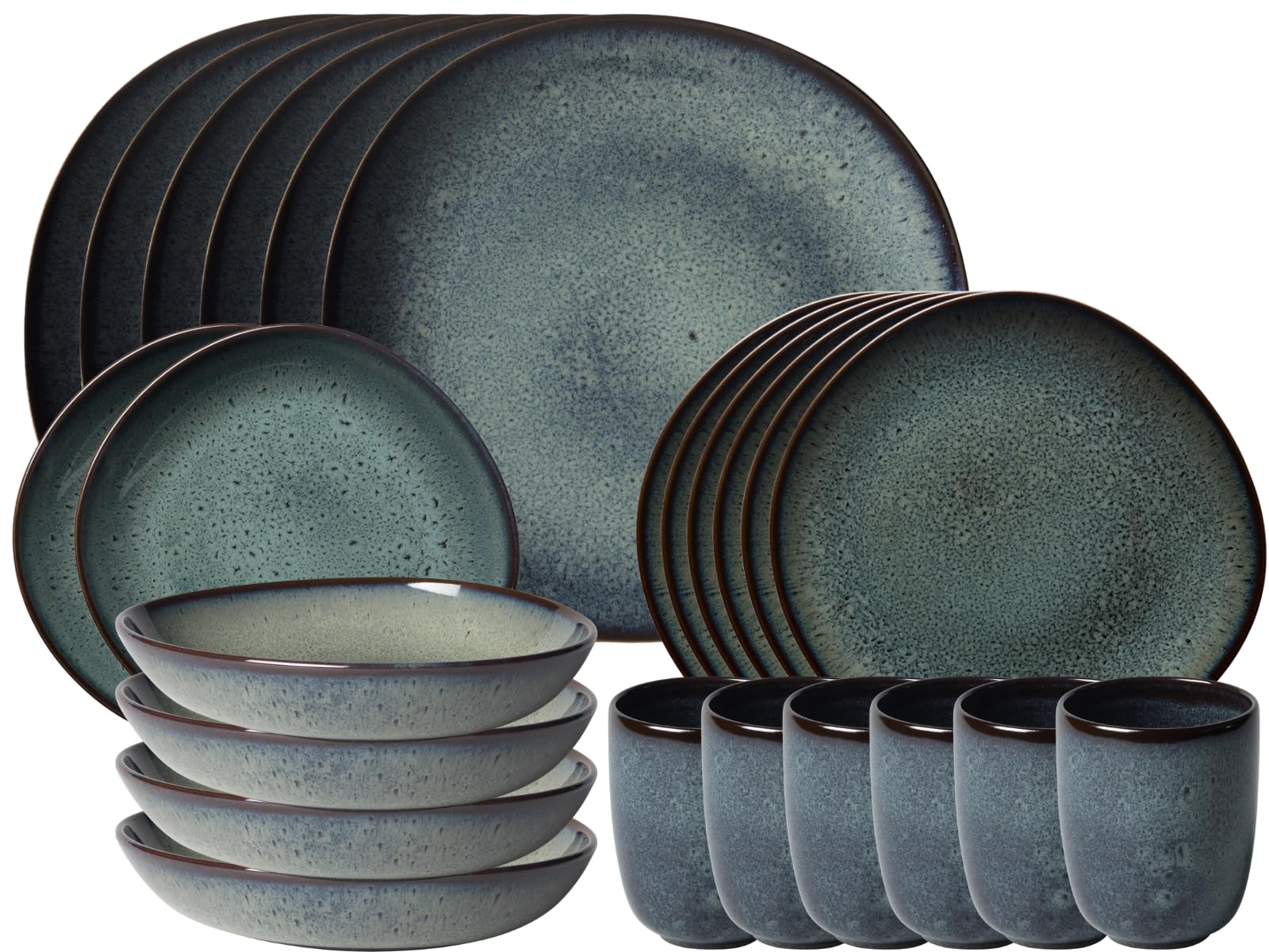 Villeroy & Boch Lave Gris 24 TLG. Tafelservice Komplettset grau