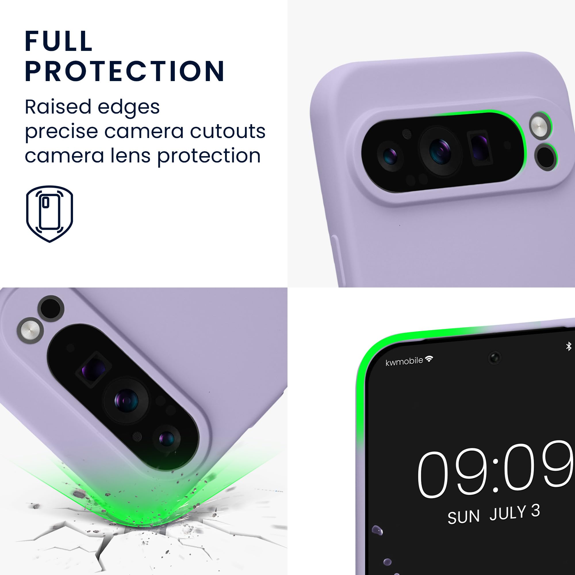 kwmobile Case Compatible with Google Pixel 9 Pro XL Case - Protective Slim TPU Cover with Soft Matte Finish - Lavender - Image 3