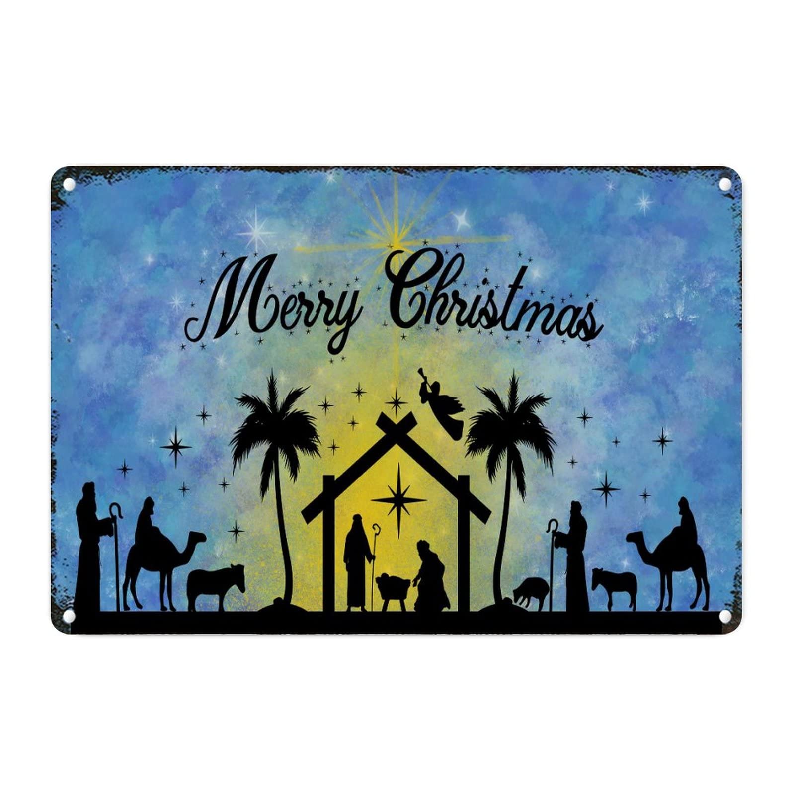 Plaque en métal Birth of Jesus de décoration vintage 30x45cm